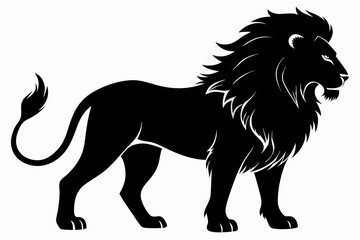 isolated black silhouette of a lion collection, lion black silhouette icon vector