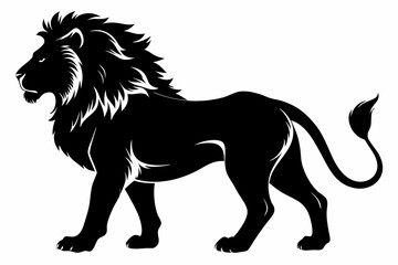 isolated black silhouette of a lion collection, lion black silhouette icon vector