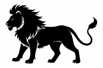 isolated black silhouette of a lion collection, lion black silhouette icon vector