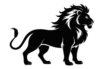 isolated black silhouette of a lion collection, lion black silhouette icon vector