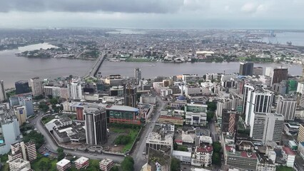 Aerial video of the city of Abidjan, Ivory Coast, South Africa.
