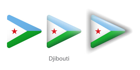 Djibouti flag vector icons set in the shape of rounded triangle