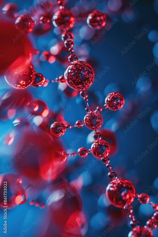 Poster the image is a close up of a cluster of red spheres. the spheres are arranged in a way that creates 