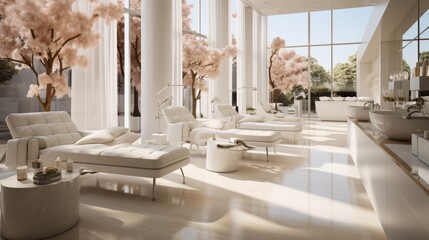 Dermatology and beauty clinic treatment Interior decoration for VIP customers by expert dermatologists. Beauty salon, spa, massage with equipment to to help relax, physiotherapy, relaxing massage...