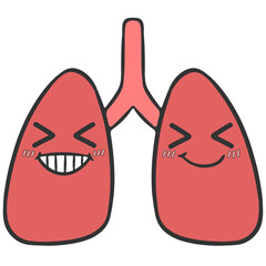 kawaii healthy happy lungs cartoon illustration