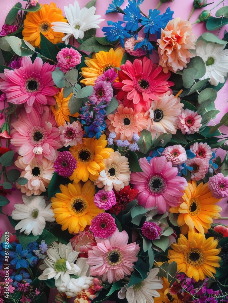 Poster a colorful bouquet of flowers is arranged in a way that creates a sense of harmony and balance. the 