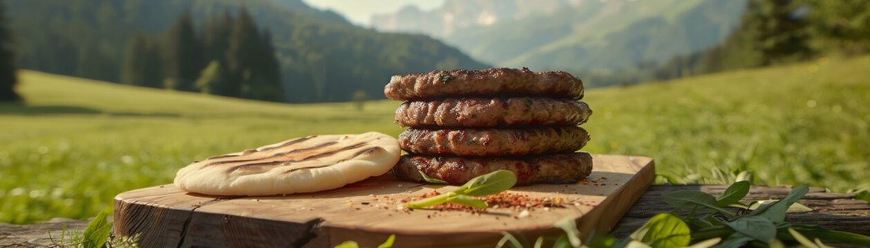 A serving of Pakistani chapli kebabs with spiced minced meat patties