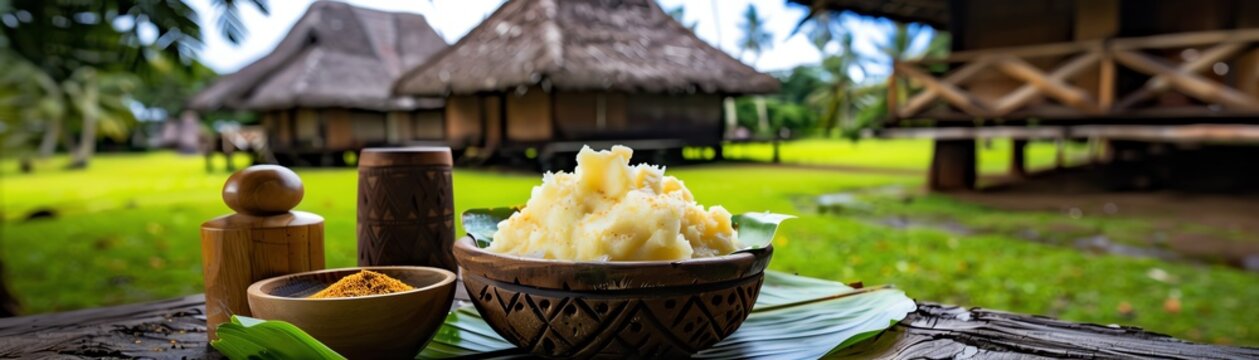 A serving of Tongan lu pulu with corned beef
