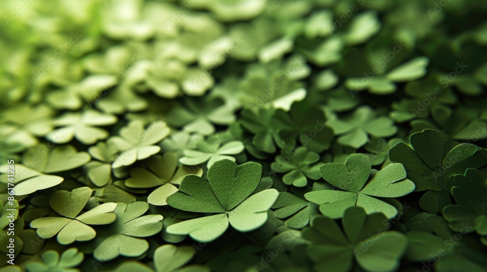 Poster a close up of green leaves with four pointed leaves. the leaves are small and green, and they are ar
