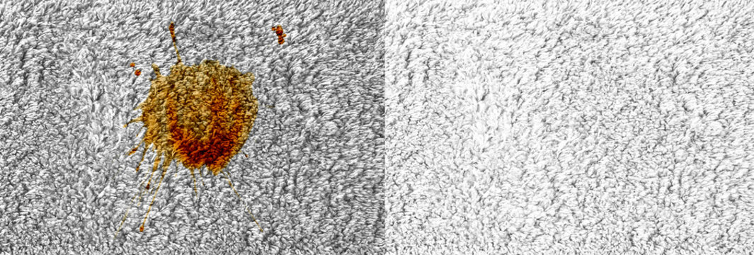 Carpet before and after dry-cleaning, top view. Banner design