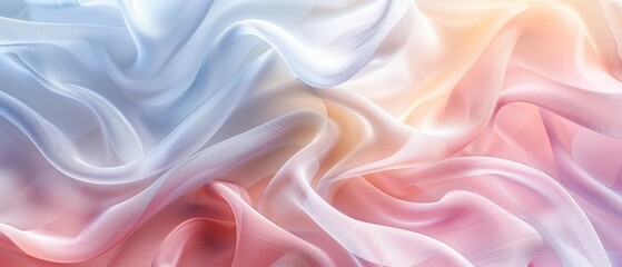 Fototapeta premium Abstract pastel fabric background with soft, flowing waves.