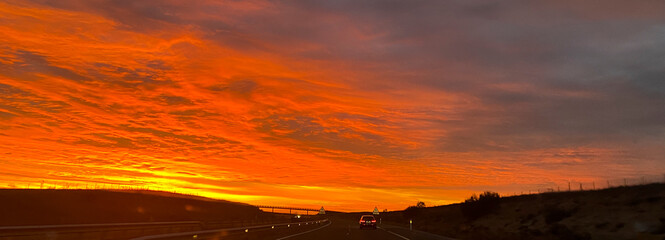 atardecer puesta de sol rojo panorámico