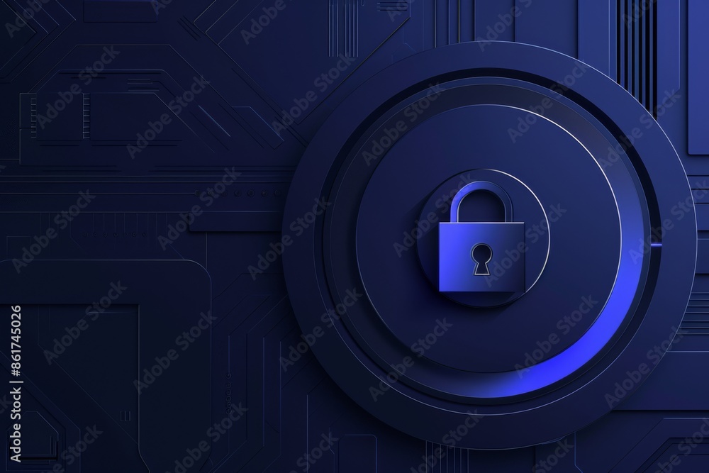 Aufkleber a dark digital backdrop with a lock symbolizes cybersecurity, suitable for technology and data secur