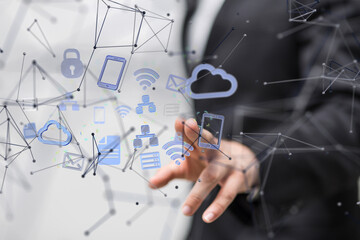 Connecting lines and dots.Big data visualization