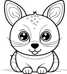 Outline coloring book for children of a cute animal