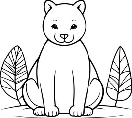 Outline coloring book for children of a cute panther