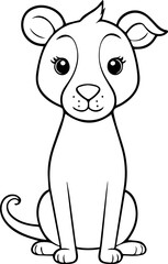Outline coloring book for children of a cute lion cub