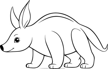 Outline coloring book for children of an aardvark