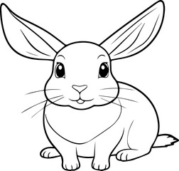 Outline coloring book for children of a cute rabbit