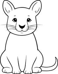 Outline coloring book for children of a cute animal