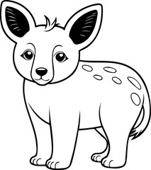 Outline coloring book for children of a cute hyena