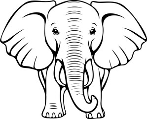 Outline coloring book for children of an elephant