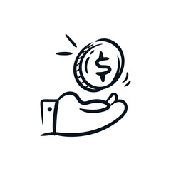 Income symbol doodle, payment, earning, financial hand drawn icon vector illustration