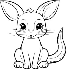 Outline coloring book for children of a cute animal