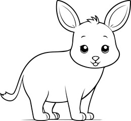 Outline coloring book for children of a cute animal