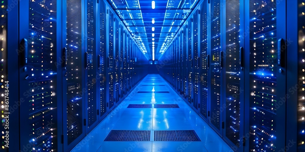 Poster transition of data from on-premises servers to cloud storage an illustration. concept data migration
