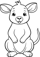 Outline coloring book for children of a cute little kangaroo
