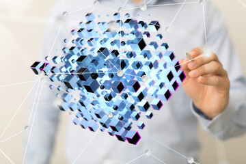 Futuristic in Industry 4.0 and business virtual diagram