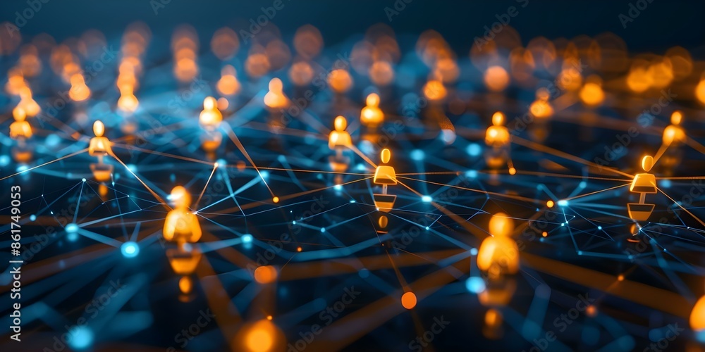 Poster connecting people and communities through data streams the digital fabric of society. concept data p