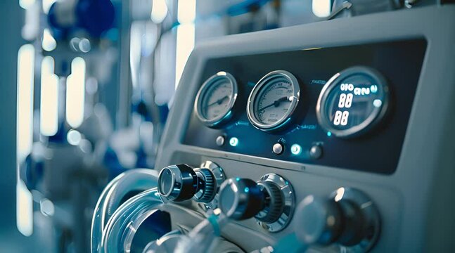 A medical device with a blue and white color scheme.