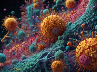 Concept illustration of Viral activity in Human body