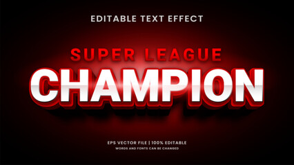 Obraz premium Super league champion 3d editable text effect sport template