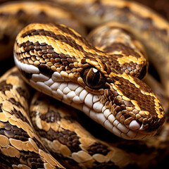 Fototapeta premium The poisonous snake is coiled