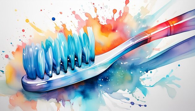 Toothbrush watercolor illustration