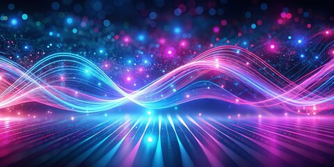 Fototapeta premium Abstract Neon Wave Background with Blue and Pink Lights