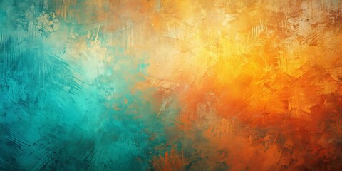 Fototapeta premium Abstract Teal and Orange Watercolor Texture