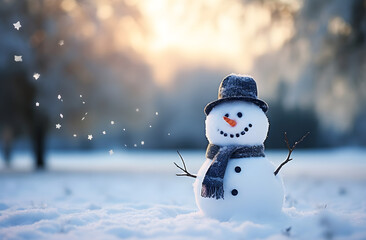 Cheerful Snowman in a Winter Wonderland
