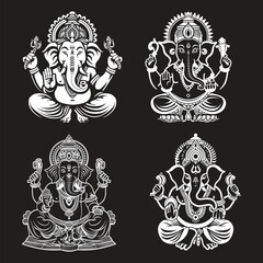 Obraz premium Intricate Black and White Ganesha Illustrations.