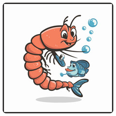 shrimp Fish coloring vector white background. shrimp vector for logo and coloring book image. Abstract, graphic, 