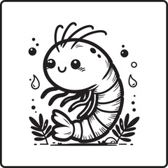 shrimp silhouette vector white background. shrimp vector for logo and coloring book image. Abstract, graphic, 