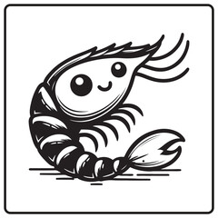 shrimp silhouette vector white background. shrimp vector for logo and coloring book image. Abstract, graphic, 