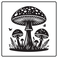 
illustration of mushroom, black mushroom silhouette vector illustration for coloring book
t shirt, Hand drawn trendy Vector design