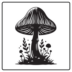 
illustration of mushroom, black mushroom silhouette vector illustration for coloring book
t shirt, Hand drawn trendy Vector design