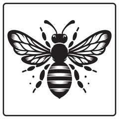 Honey bee silhouette Clip art and coloring book page, logo icon vector illustration on a white background Minimalistic aesthetic, isolated on a white background