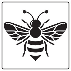 Honey bee silhouette Clip art and coloring book page, logo icon vector illustration on a white background Minimalistic aesthetic, isolated on a white background