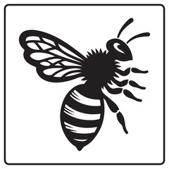 Honey bee silhouette Clip art and coloring book page, logo icon vector illustration on a white background Minimalistic aesthetic, isolated on a white background